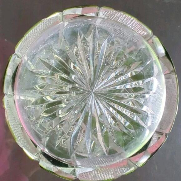 Val St Lambert Numbered Glass Double Etched Carafe Decanter Lime Green Vintage - Picture 5 of 9